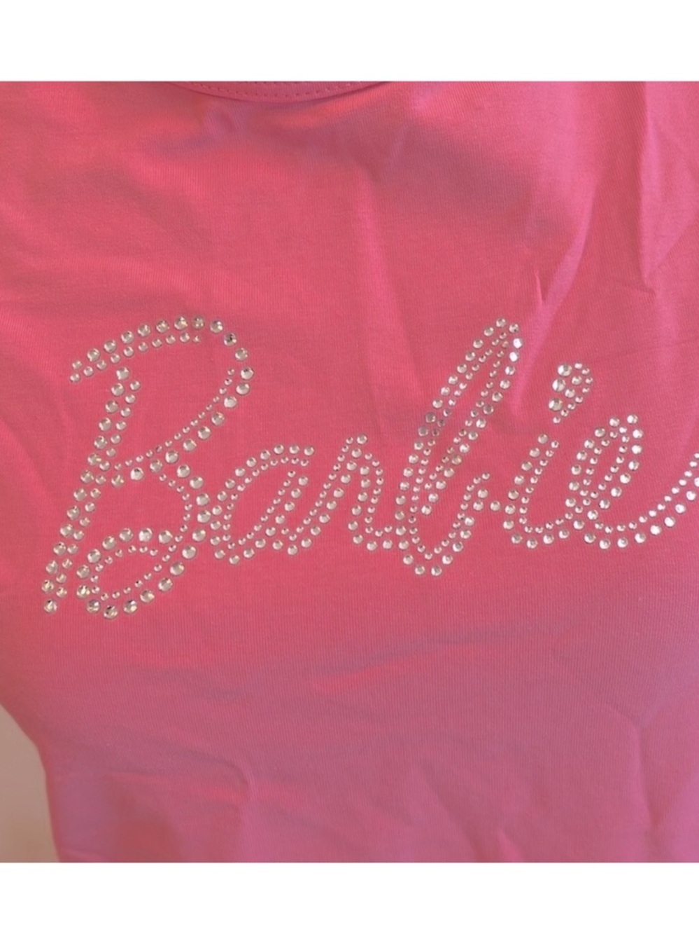 Barbie Women's Pink Rhinestone Logo Tee - Picture 2 of 3